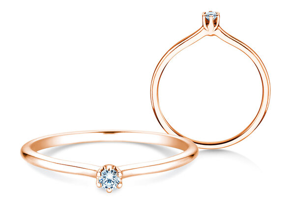 Verlovingsring Royal in 9K roségoud met diamant 0,05ct H/SI