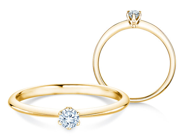 Verlovingsring The One in 14K geelgoud met diamant 0,15ct H/SI