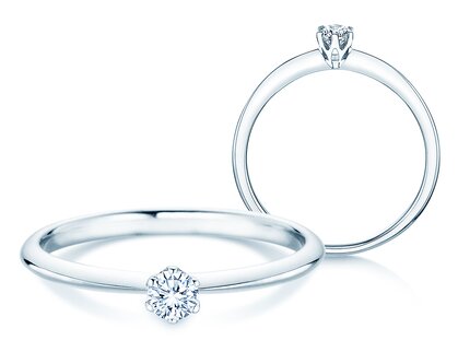 Verlovingsring The One in 14K witgoud met diamant 0,15ct H/SI