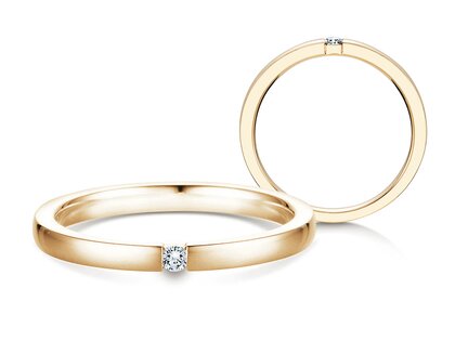 Verlovingsring Infinity in 14K geelgoud met diamant 0,07ct H/SI