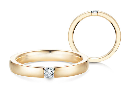 Verlovingsring Infinity in 14K geelgoud met diamant 0,10ct H/SI