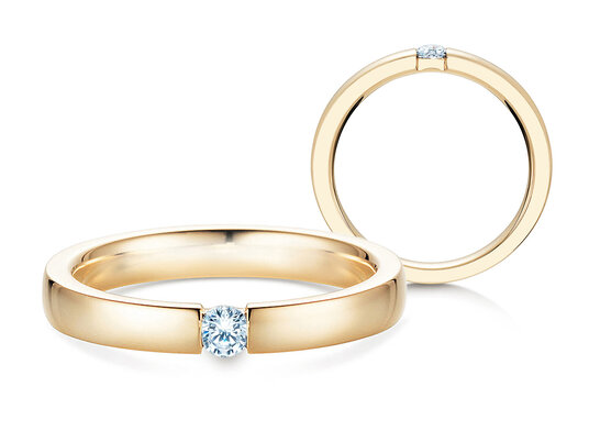 Verlovingsring Infinity in 14K geelgoud met diamant 0,10ct H/SI
