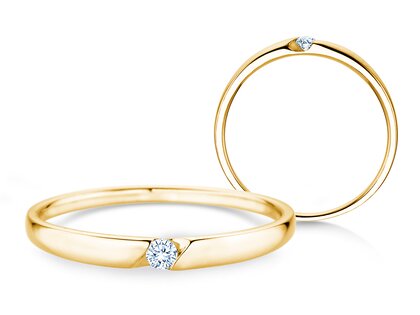 Verlovingsring Italic Petite in 14K geelgoud met diamant 0,04ct G/SI