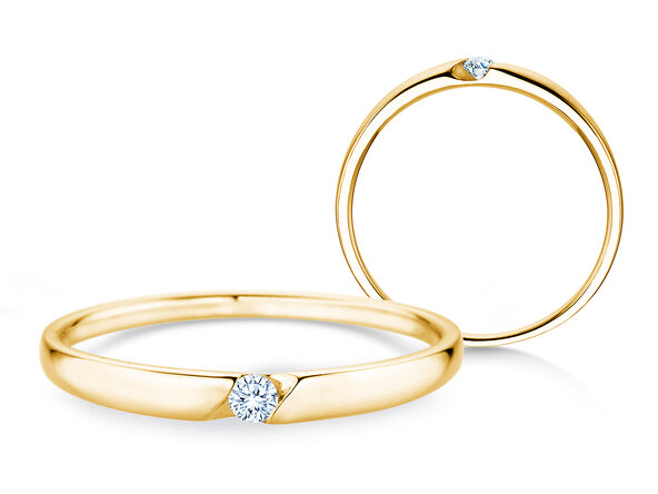 Verlovingsring Italic Petite in 14K geelgoud met diamant 0,04ct G/SI