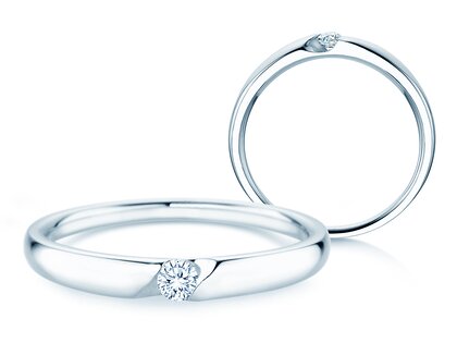 Verlovingsring Italic Petite in 14K witgoud met diamant 0,07ct G/SI