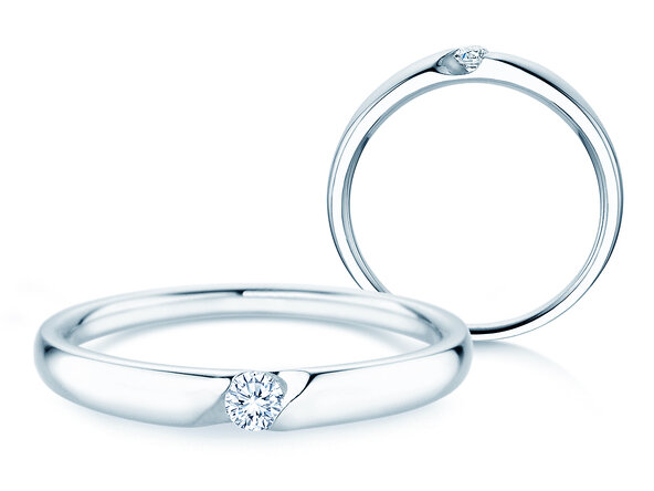 Verlovingsring Italic Petite in 14K witgoud met diamant 0,07ct G/SI