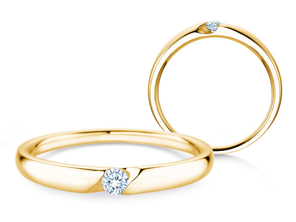 Verlovingsring Italic Petite in 14K geelgoud met diamant 0,07ct G/SI