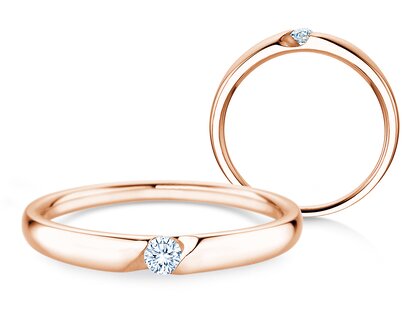 Verlovingsring Italic Petite in 18K roségoud met diamant 0,07ct G/SI
