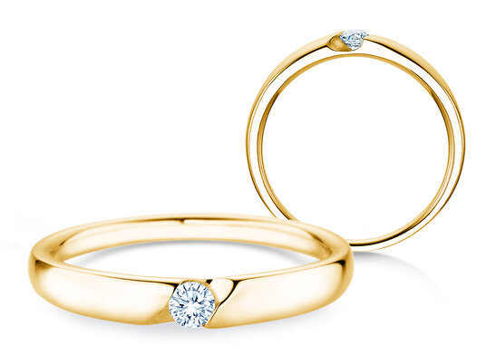 Verlovingsring Italic Petite in 14K geelgoud met diamant 0,09ct G/SI