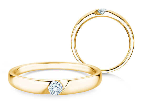 Verlovingsring Italic Petite in 18K geelgoud met diamant 0,11ct G/SI