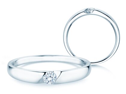 Verlovingsring Italic Petite in 18K witgoud met diamant 0,11ct G/SI