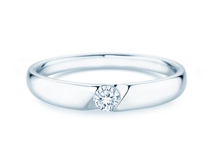 Verlovingsring Italic Petite in 14K witgoud met diamant 0,13ct G/SI