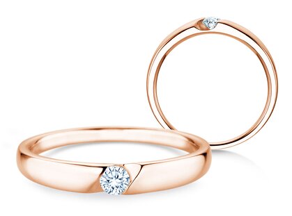 Verlovingsring Italic Petite in 18K roségoud met diamant 0,11ct G/SI