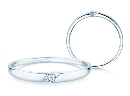 Verlovingsring Italic Petite in platina 950/- met diamant 0,04ct G/SI