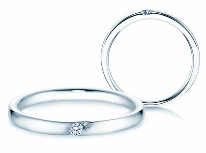 Verlovingsring Italic in 14K witgoud met diamant 0,03ct H/SI