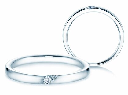 Verlovingsring Italic in platina 950/- met diamant 0,03ct G/SI