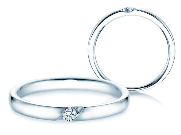 Verlovingsring Italic in 14K witgoud met diamant 0,05ct H/SI