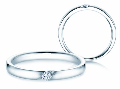 Verlovingsring Italic in 18K witgoud met diamant 0,05ct G/SI