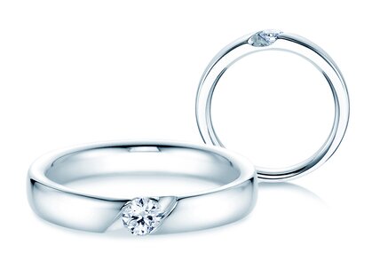 Verlovingsring Italic in 18K witgoud met diamant 0,15ct G/SI