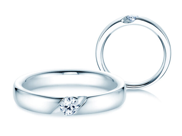 Verlovingsring Italic in 14K witgoud met Lab-grown diamant 0,15ct E/VS