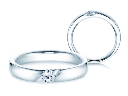 Verlovingsring Italic in platina 950/- met diamant 0,20ct G/SI