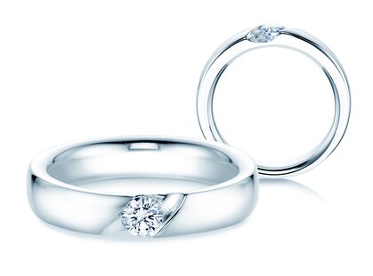 Verlovingsring Italic in 14K witgoud met diamant 0,25ct H/SI