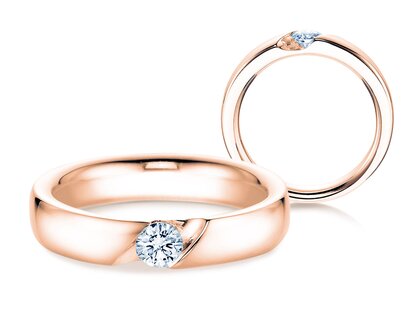 Verlovingsring Italic in 14K roségoud met diamant 0,25ct H/SI