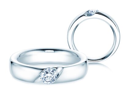 Verlovingsring Italic in platina 950/- met diamant 0,50ct H/SI
