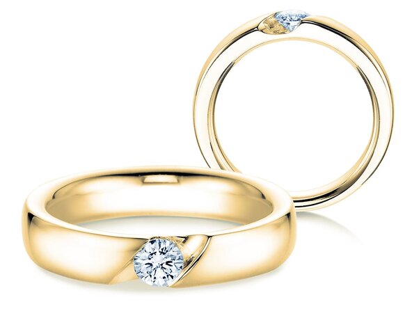 Verlovingsring Italic in 9K geelgoud met diamant 0,30ct H/SI