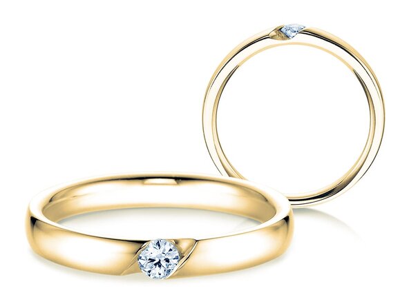 Verlovingsring Italic in 9K geelgoud met diamant 0,10ct