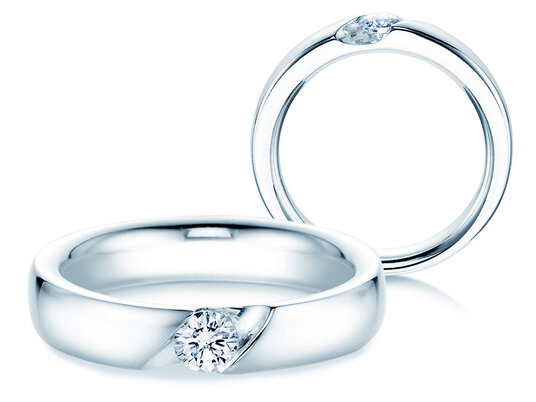 Verlovingsring Italic in 9K witgoud met diamant 0,30ct H/SI