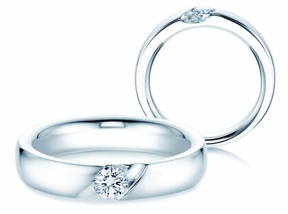 Verlovingsring Italic in 14K witgoud met diamant 0,30ct G/SI