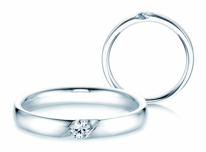 Verlovingsring Italic in platina 950/- met diamant 0,10ct G/SI