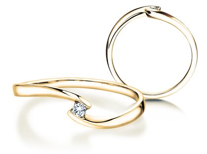 Verlovingsring Twist Petite in 14K geelgoud met diamant 0,04ct G/SI