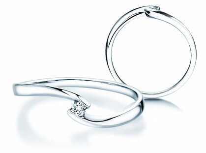 Verlovingsring Twist Petite in 14K witgoud met diamant 0,04ct G/SI