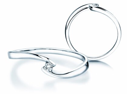 Verlovingsring Twist Petite in 14K witgoud met diamant 0,04ct