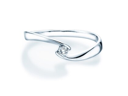 Verlovingsring Twist Petite in 14K witgoud met diamant 0,06ct G/SI