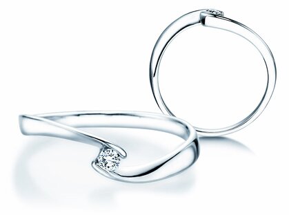 Verlovingsring Twist Petite in 14K witgoud met diamant 0,06ct G/SI