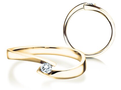 Verlovingsring Twist Petite in 14K geelgoud met diamant 0,09ct G/SI
