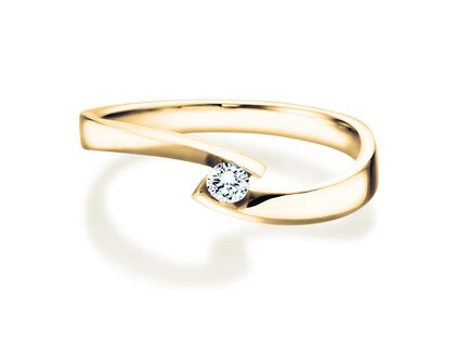 Verlovingsring Twist Petite in 14K geelgoud met diamant 0,09ct G/SI