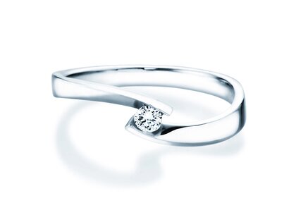 Verlovingsring Twist Petite in 14K witgoud met diamant 0,09ct G/SI