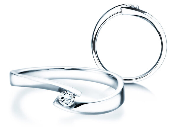 Verlovingsring Twist Petite in 14K witgoud met diamant 0,09ct G/SI