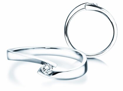 Verlovingsring Twist Petite in 14K witgoud met diamant 0,09ct