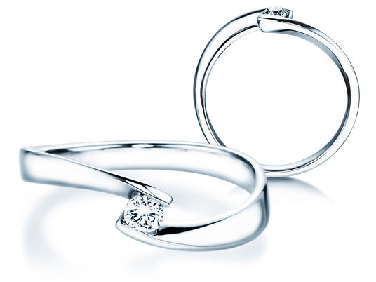 Verlovingsring Twist Petite in witgoud