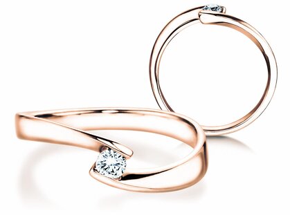 Verlovingsring Twist Petite in 14K roségoud met diamant 0,13ct