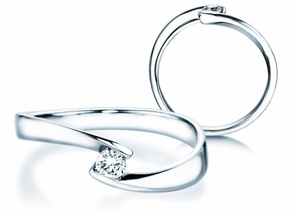 Verlovingsring Twist Petite in 14K witgoud met diamant 0,13ct G/SI