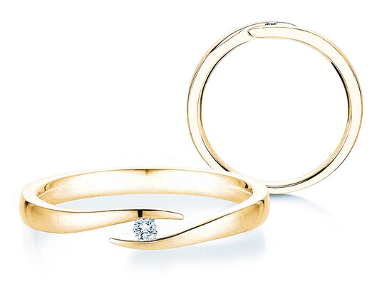 Verlovingsring Twist in 14K geelgoud met diamant 0,03ct H/SI