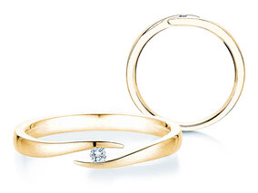 Verlovingsring Twist in 9K geelgoud met diamant 0,03ct G/SI