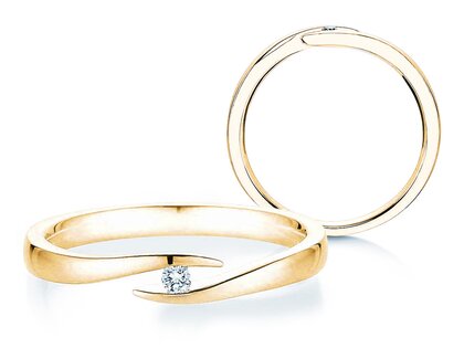 Verlovingsring Twist in 18K geelgoud met diamant 0,03ct H/SI