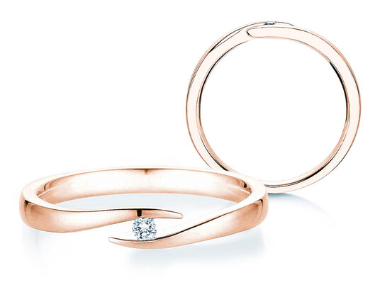 Verlovingsring Twist in 9K roségoud met diamant 0,03ct